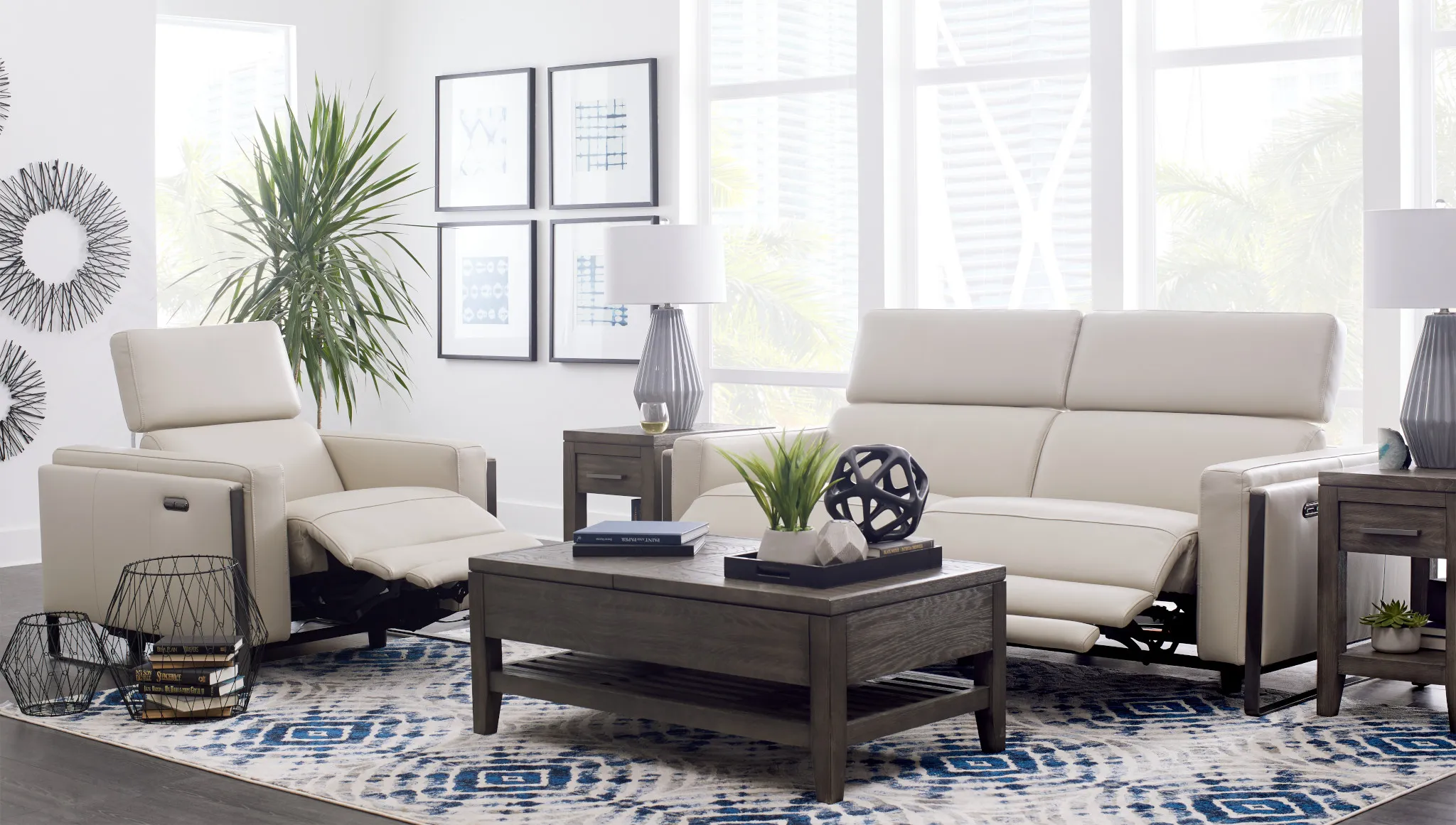 Atlas Taupe Lthr/vinyl Power Reclining Sofa