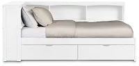 Charleston White Corner Bookcase Bed With 2 Storage Drawers