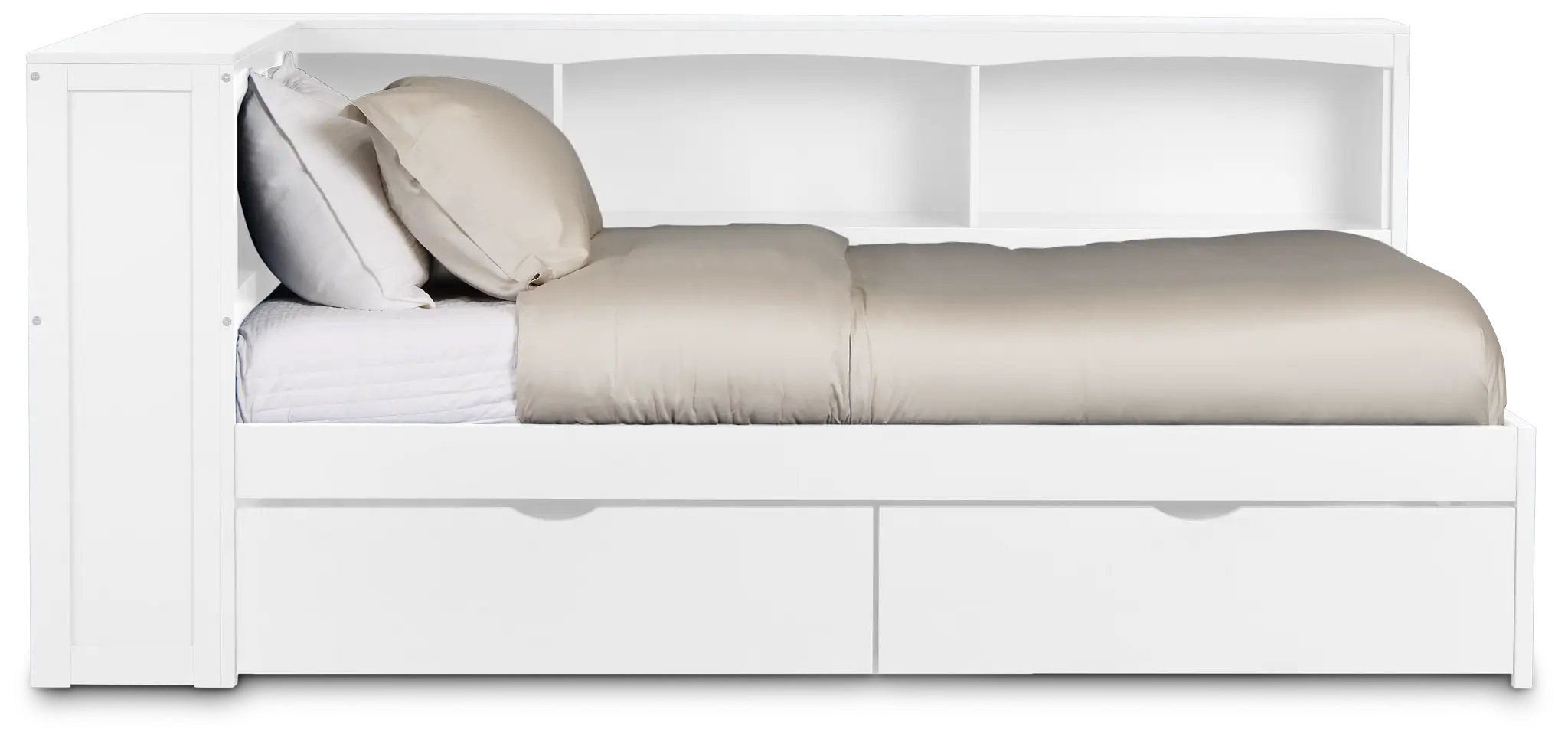 Charleston White Corner Bookcase Bed With 2 Storage Drawers Charleston White Corner Bookcase Bed With 2 Storage Drawers