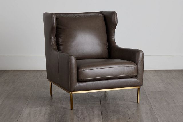 Cassian Dark Gray Leather Accent Chair