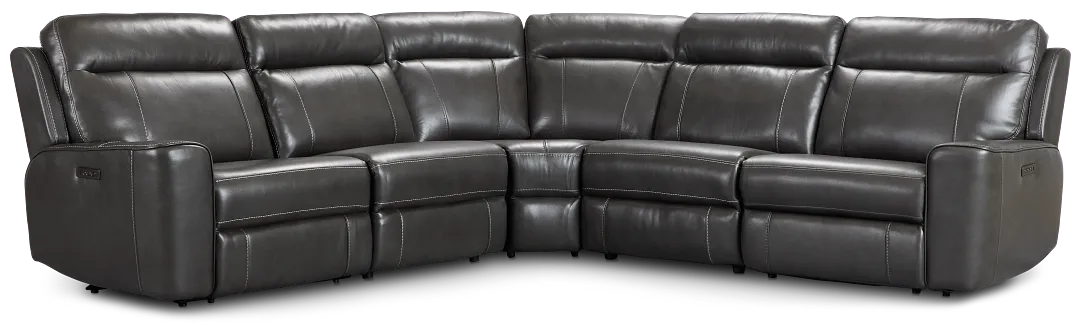 Benji Dark Gray Lthr/vinyl Small Two-arm Power Reclining Sectional