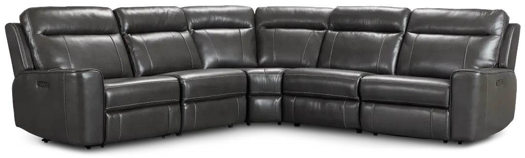 Benji Dark Gray Lthr/vinyl Small Two-arm Power Reclining Sectional Benji Dark Gray Lthr/vinyl Small Two-arm Power Reclining Sectional