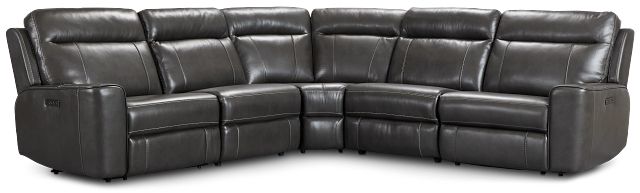 Benji Dark Gray Lthr/vinyl Small Two-arm Power Reclining Sectional