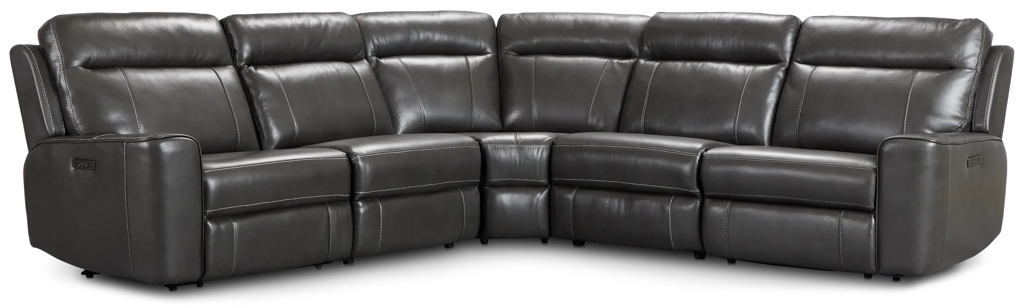 Benji Dark Gray Lthr/vinyl Small Two-arm Power Reclining Sectional