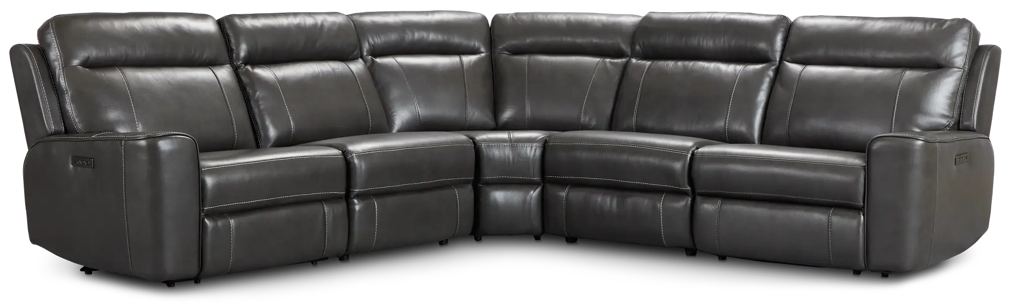 Benji Dark Gray Lthr/vinyl Small Two-arm Power Reclining Sectional Benji Dark Gray Lthr/vinyl Small Two-arm Power Reclining Sectional