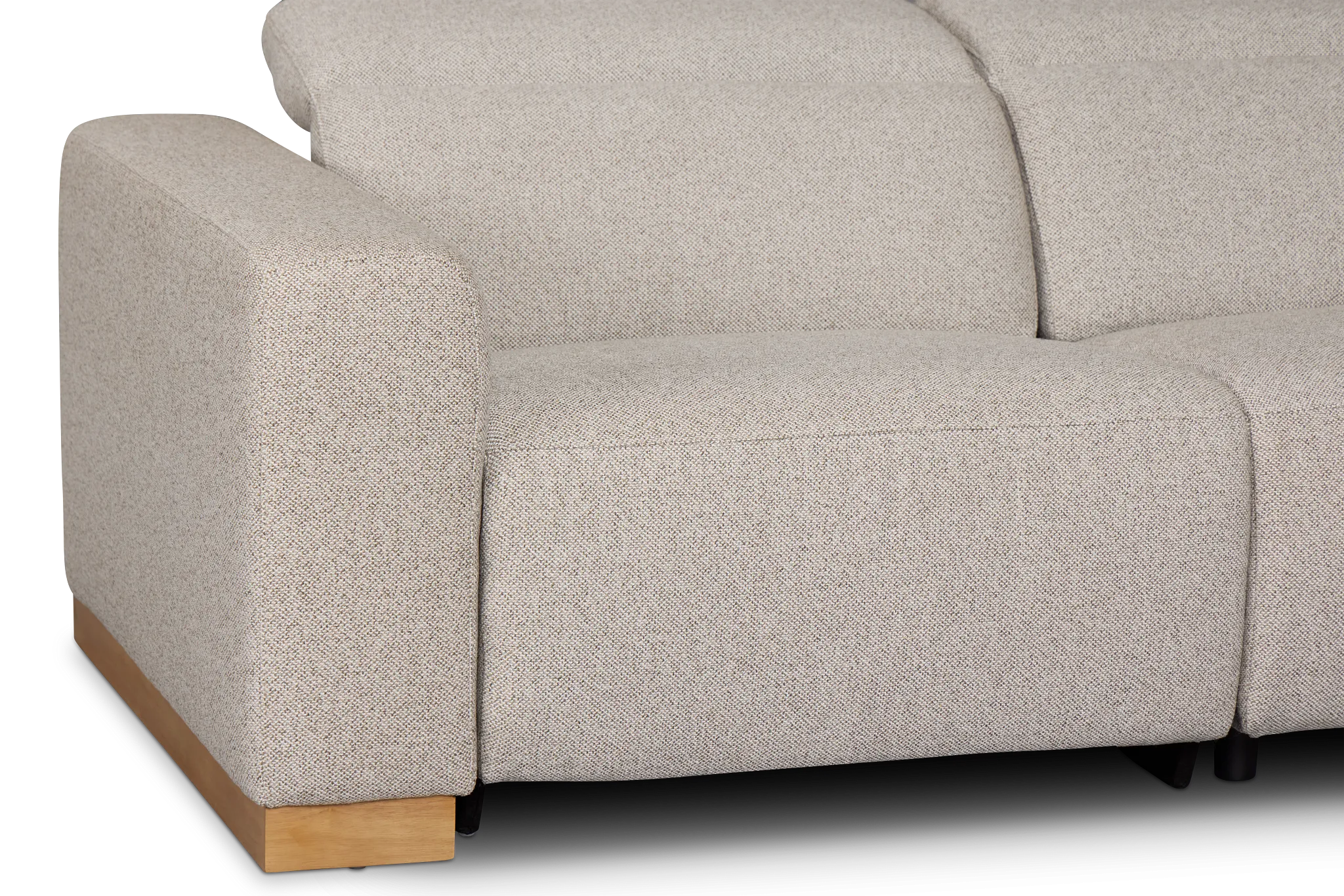 Leona Light Gray Fabric Small Triple Power Reclining Two-arm Sectional