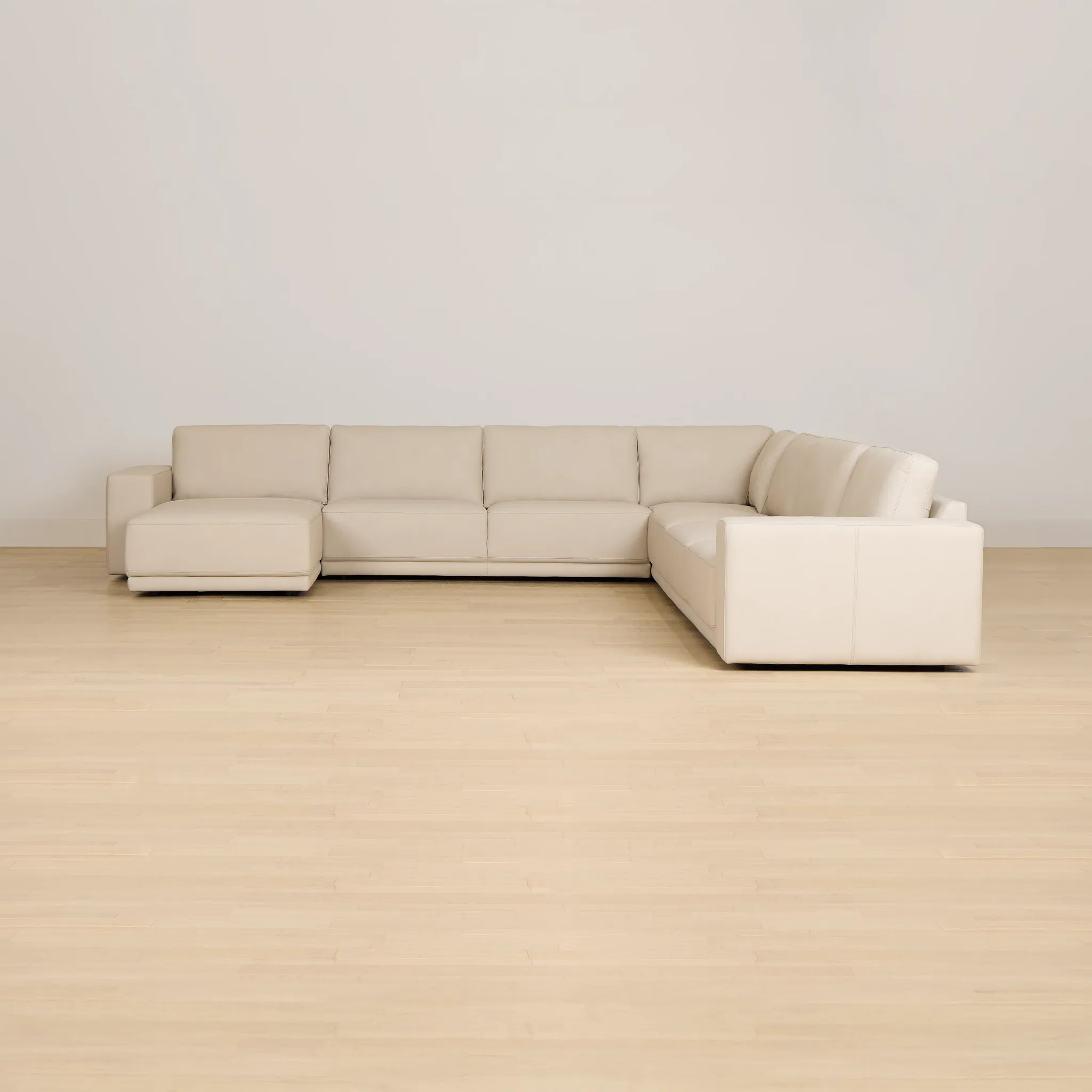 Kellan Ivory Leather Large Left Chaise Sectional