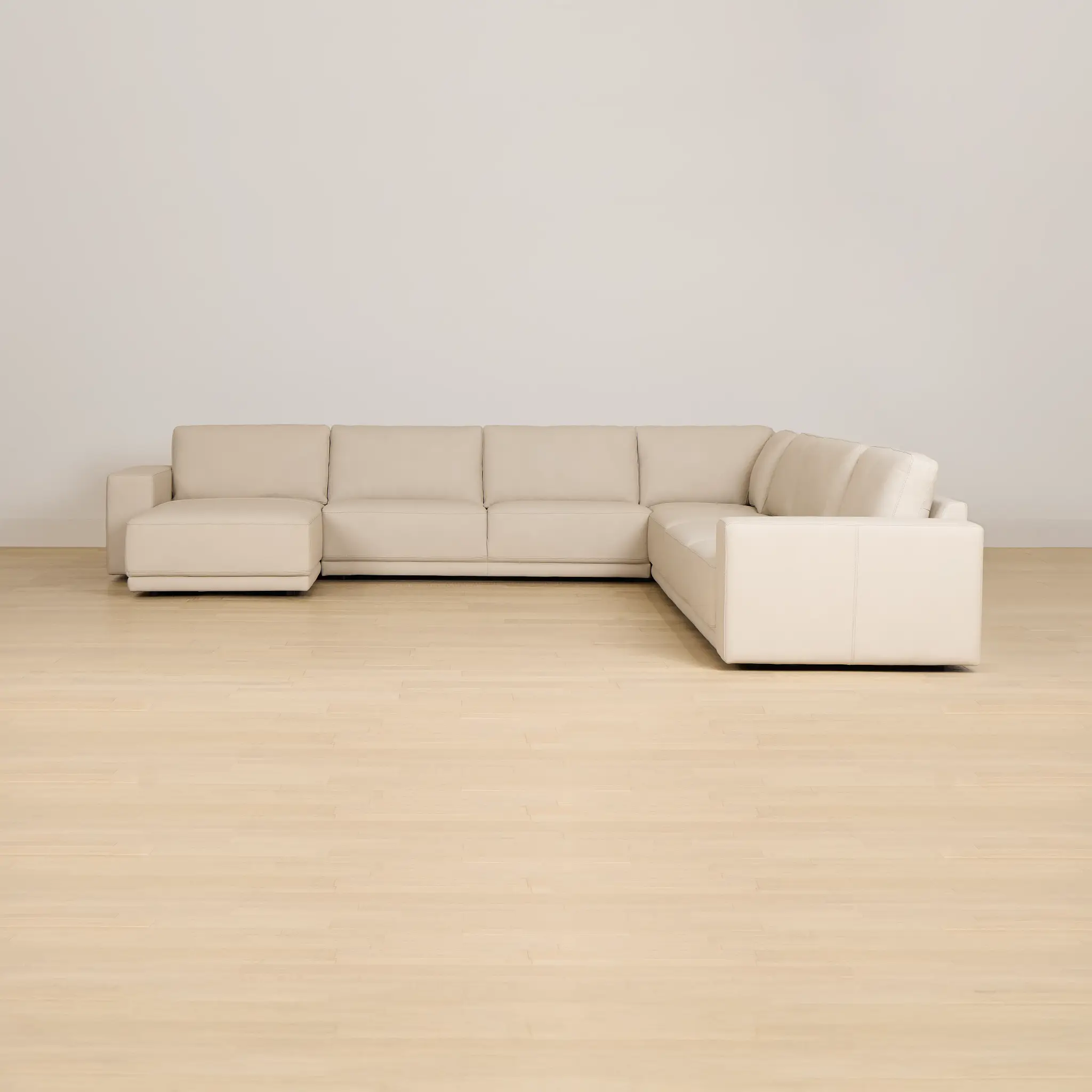 Kellan Ivory Leather Large Left Chaise Sectional Kellan Ivory Leather Large Left Chaise Sectional