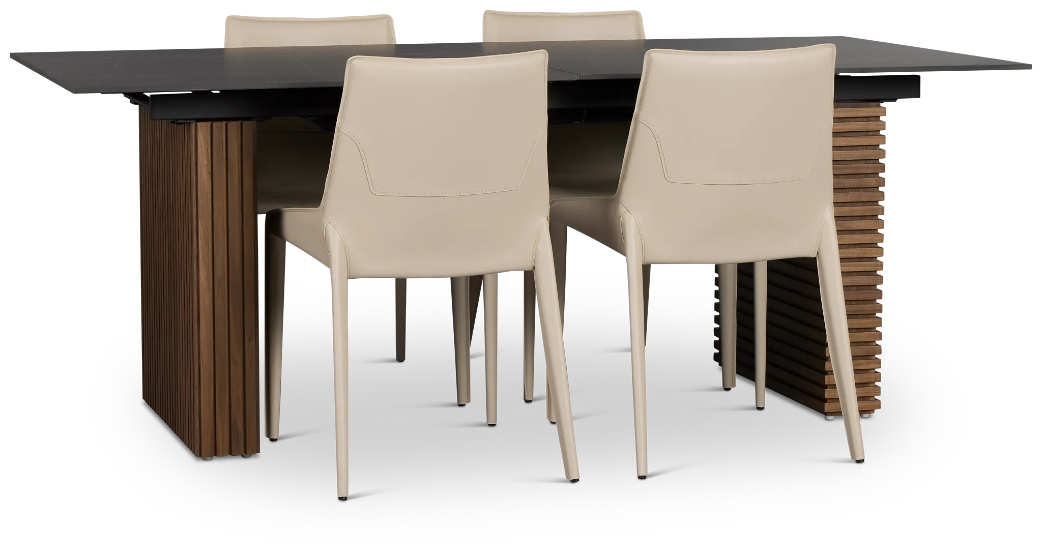 Wayne Two-tone Stone Rectangular Table &4 Light Beige Upholstered Chair