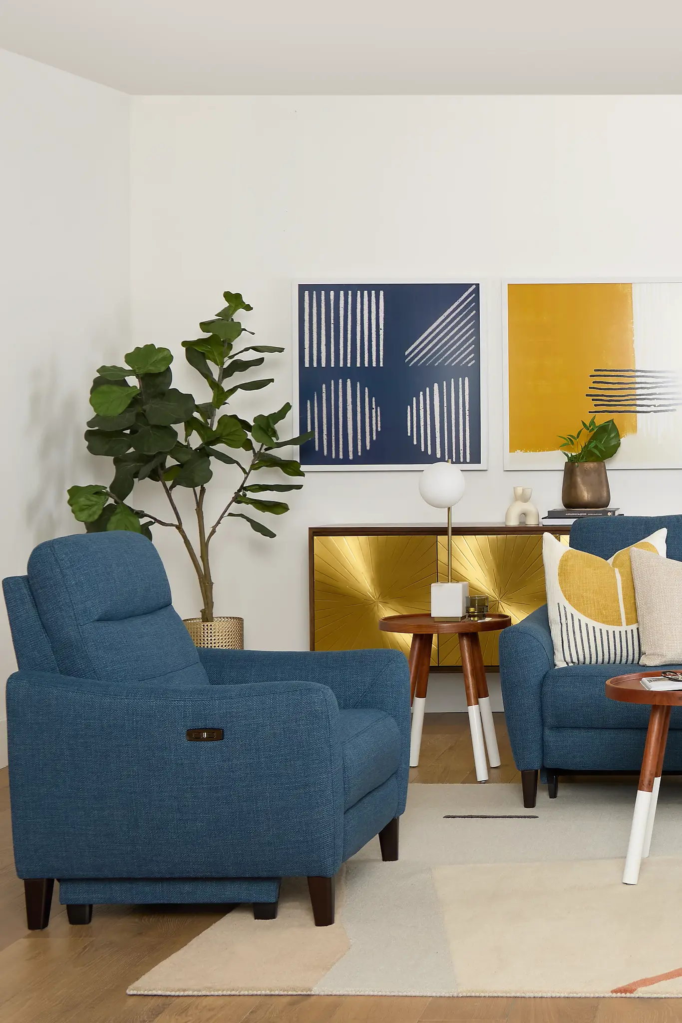 Keaton Blue Fabric Power Reclining Sofa W/ Power Headrest Keaton Blue Fabric Power Reclining Sofa W/ Power Headrest