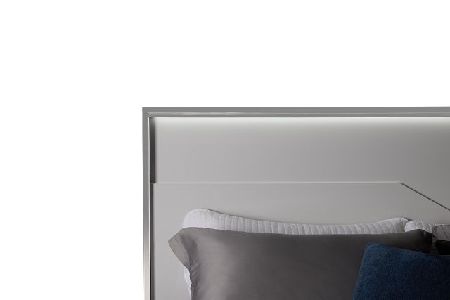 Doral White Panel Bed With Lights
