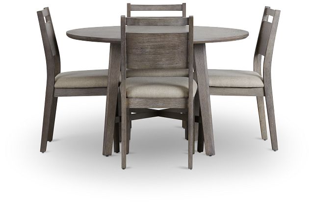 Rockville Light Tone Round Table & 4 Upholstered Chairs (3)