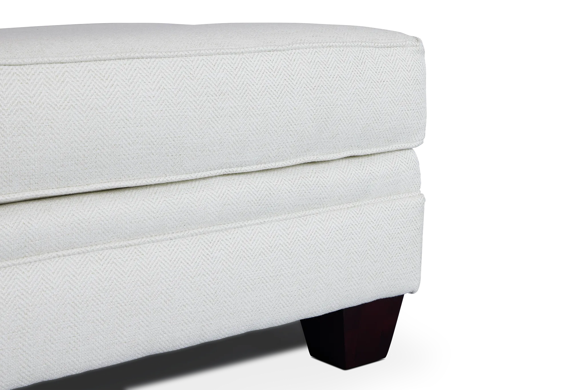 Avery White Fabric Ottoman