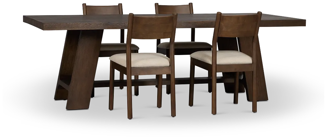 Rochester Dark Tone Rectangular Table & 4 Upholstered Chairs