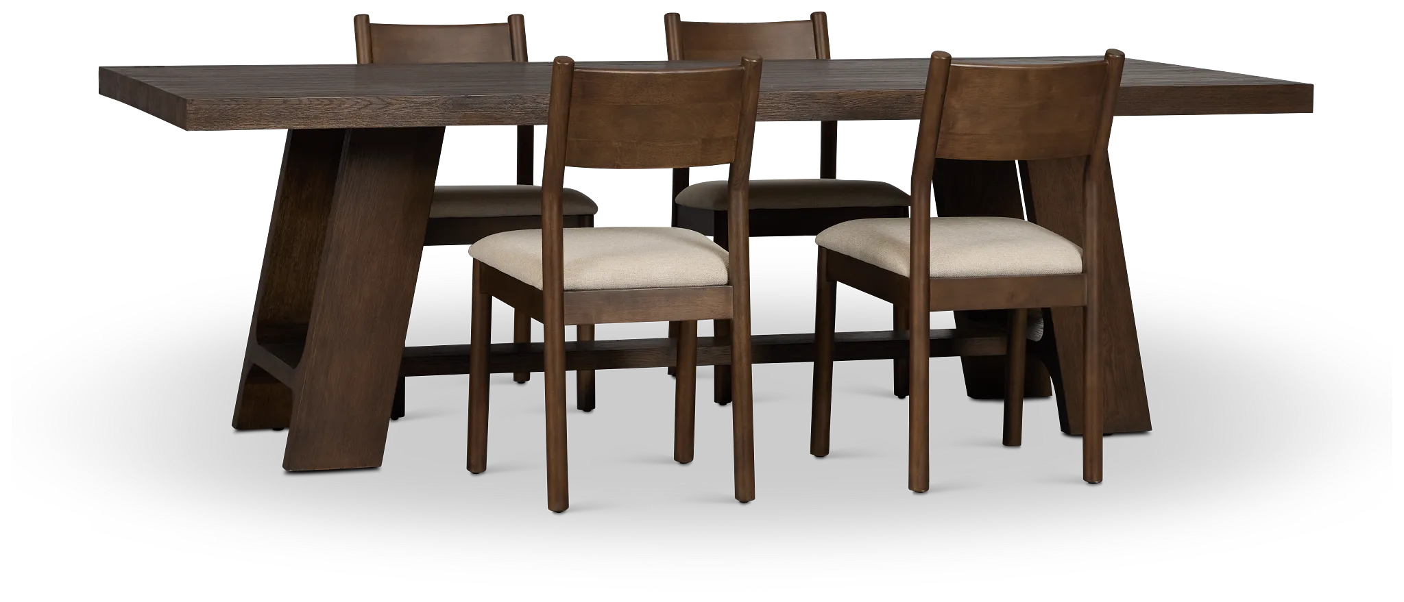 Rochester Dark Tone Rectangular Table & 4 Upholstered Chairs