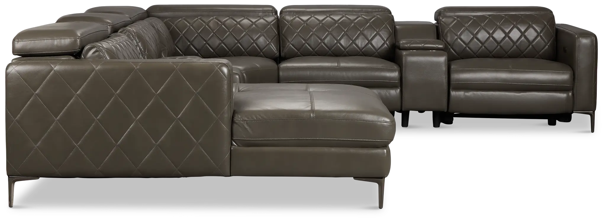 Ava Dark Gray Micro Large Dual Power Left Chaise Sectional Ava Dark Gray Micro Large Dual Power Left Chaise Sectional