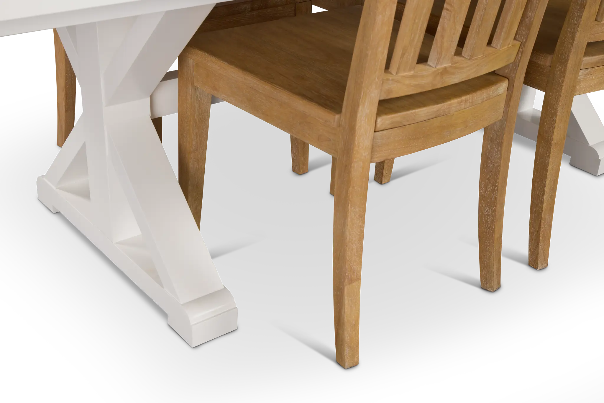 Nantucket White Trestle Table & 4 Light Tone Chairs Nantucket White Trestle Table & 4 Light Tone Chairs