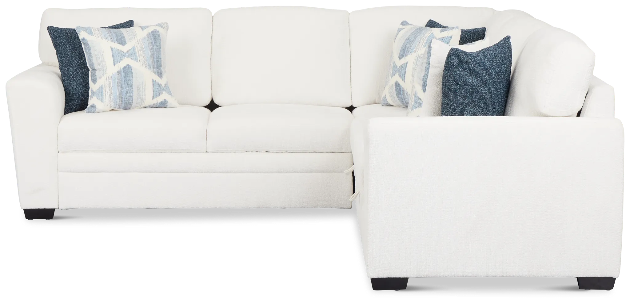 Everly White Fabric Small 2-arm Left Sleeper Storage Sectional