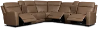 Flexsteel Belmont Dark Brown Lthr/vinyl Large Triple Power Reclining Two-arm Sectional