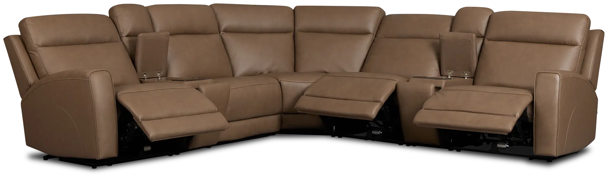 Flexsteel Belmont Dark Brown Lthr/vinyl Large Triple Power Reclining Two-arm Sectional Flexsteel Belmont Dark Brown Lthr/vinyl Large Triple Power Reclining Two-arm Sectional