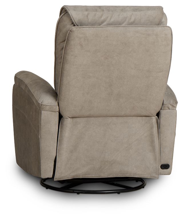 Ryder Beige Micro Power Swivel Glider Recliner