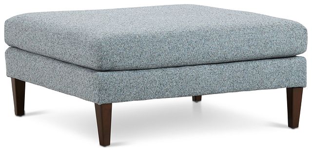 Morgan Teal Fabric Cocktail Ottoman With Wood Legs (0)