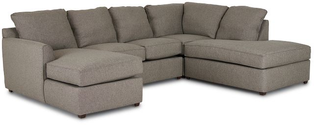 Asheville Brown Fabric Small Right Bumper Sectional