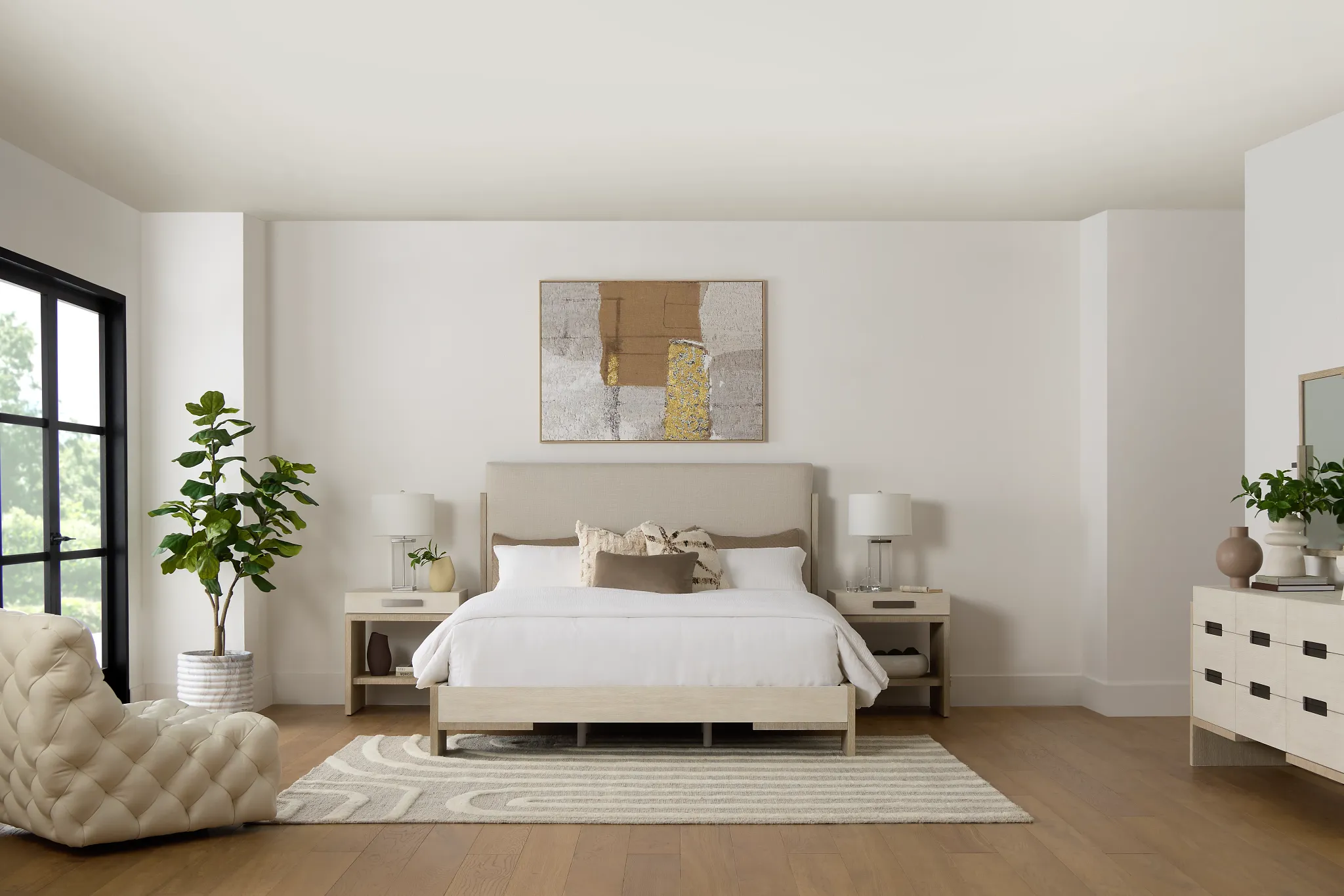 Miramar Light Tone Uph Panel Bed