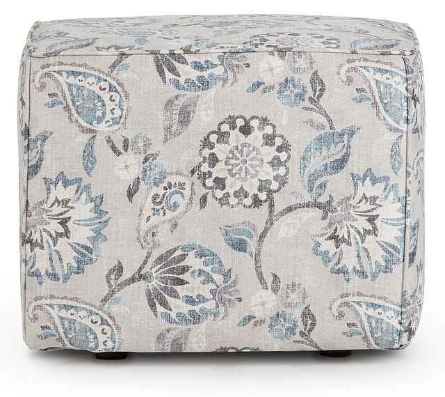 Sylvie Blue Fabric Accent Pouf