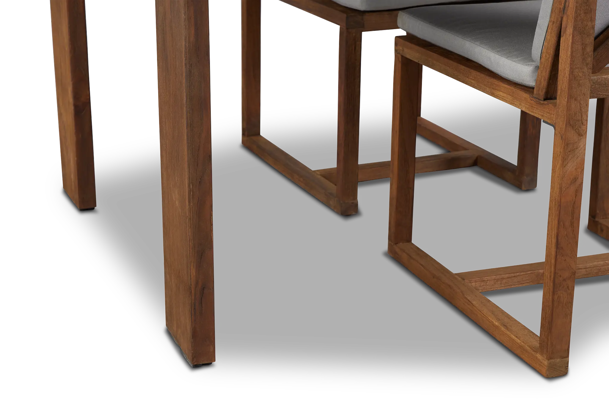 Linear Dark Gray 102" Teak Table & 4 Teak Cushioned Side Chairs Linear Dark Gray 102" Teak Table & 4 Teak Cushioned Side Chairs