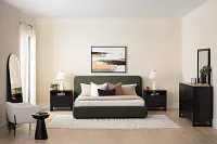 Williamsburg Green Upholstered Platform Bed