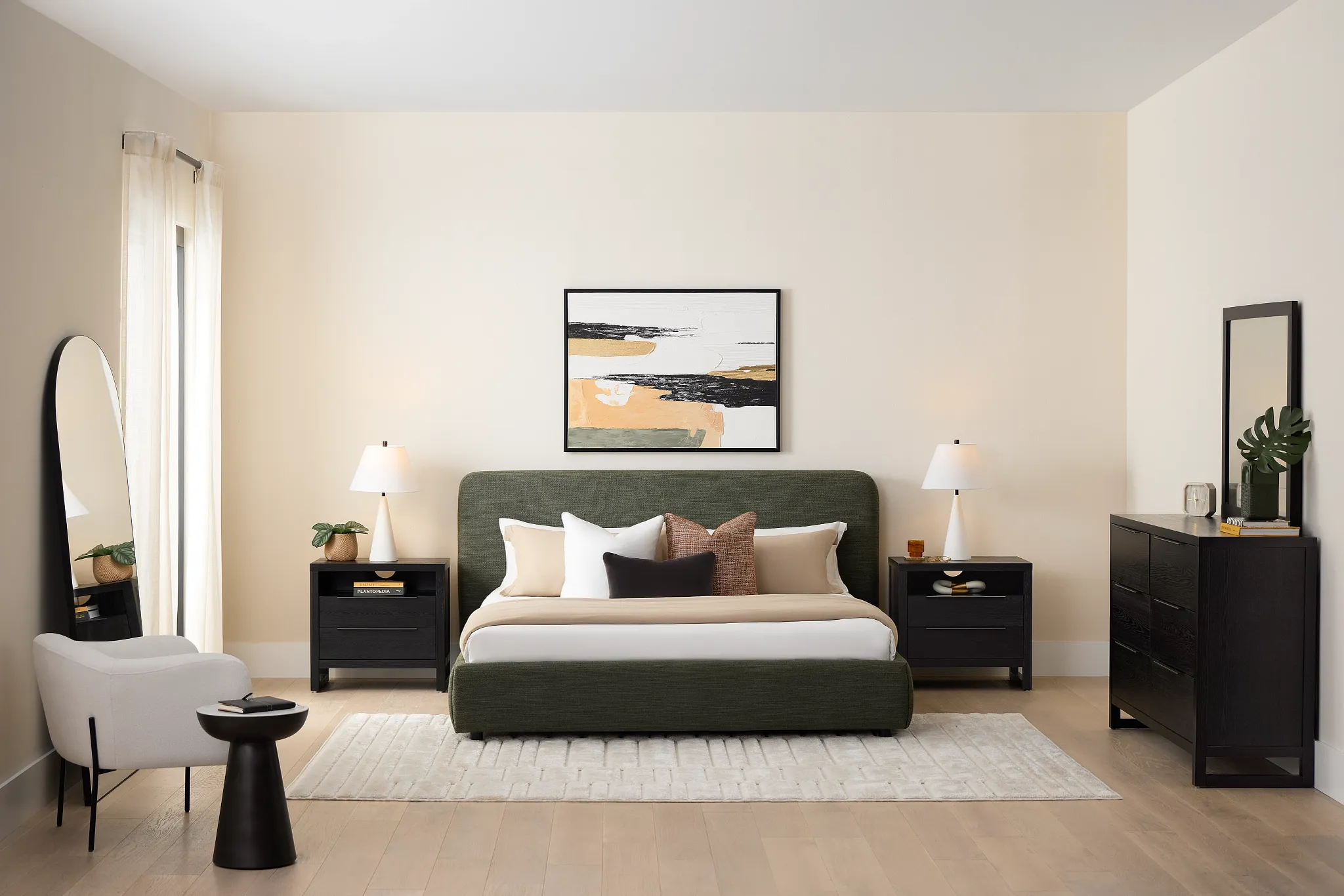 Williamsburg Green Upholstered Platform Bed
