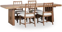Provo Mid Tone Trestle Table & 4 White Upholstered Chairs