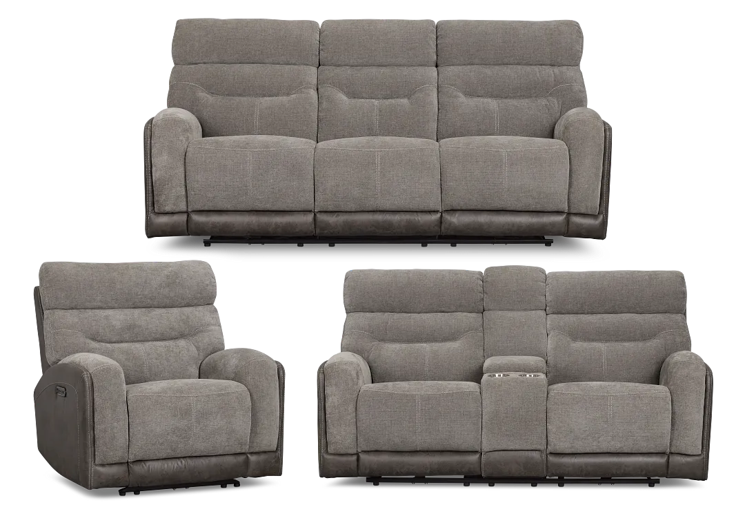 Travis Gray Fabric Power Reclining Living Room