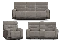 Travis Gray Fabric Power Reclining Living Room