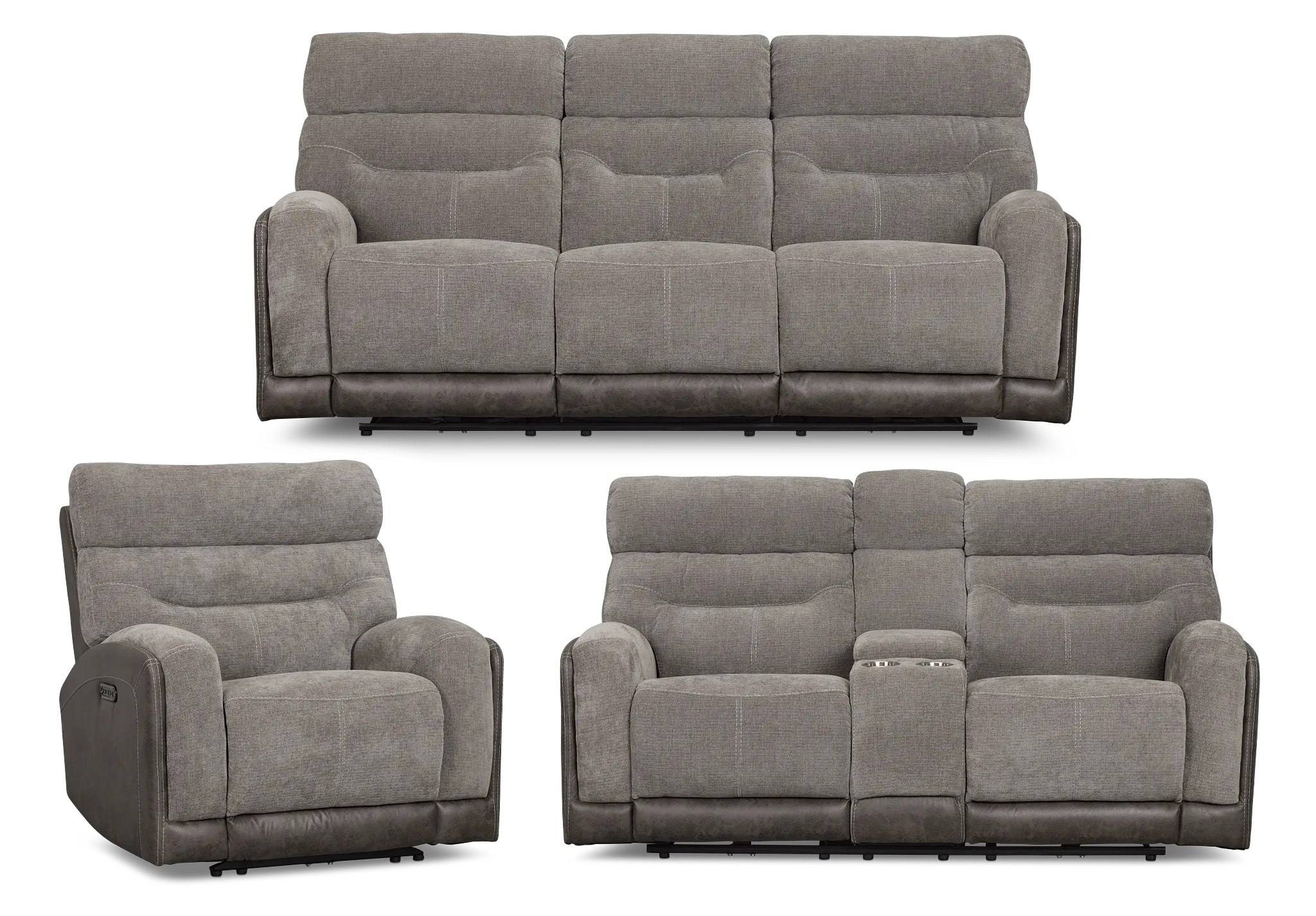 Travis Gray Fabric Power Reclining Living Room