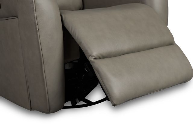 Julian Light Gray Lthr/vinyl Power Swivel Glider Recliner