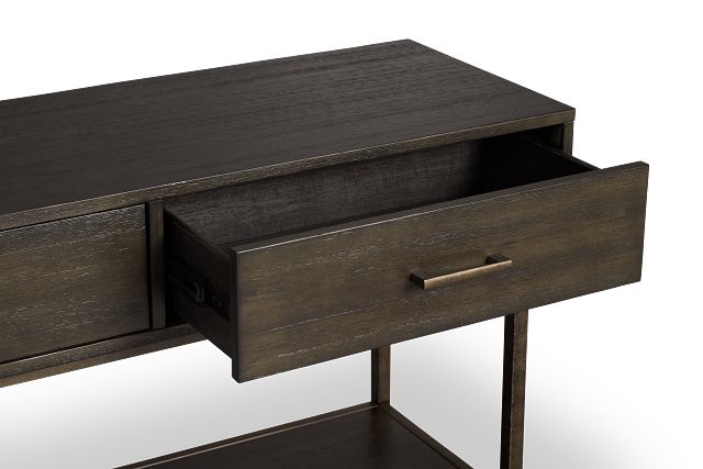 Fulton Dark Tone Wood Storage Sofa Table