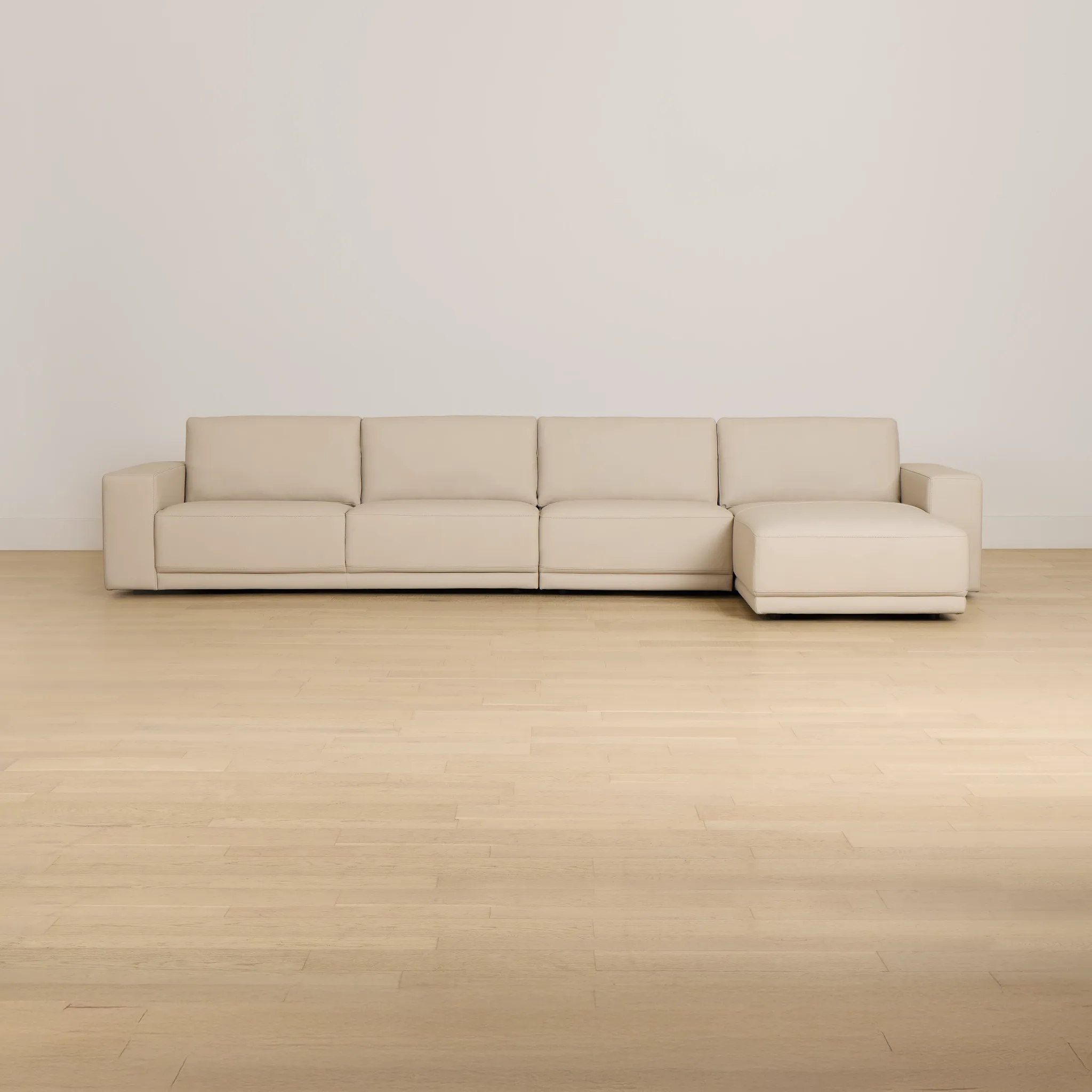 Kellan Ivory Leather Small Right Chaise Sectional