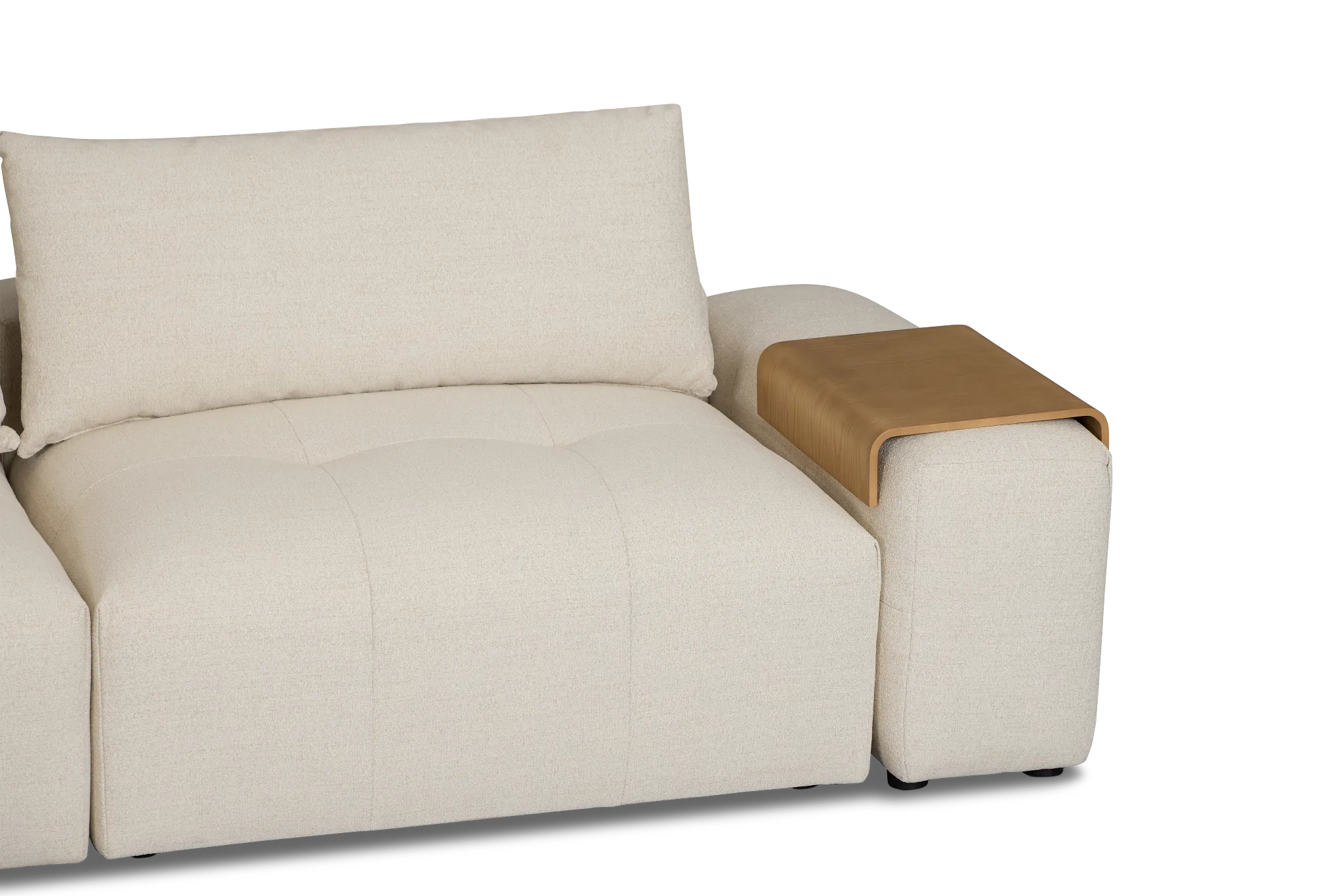 Remi Light Beige Fabric 6-piece Bumper Sectional With Wood Tray
