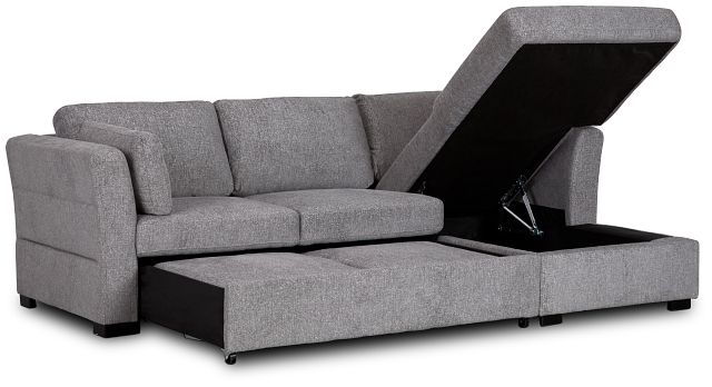 Amber Dark Gray Fabric Small Right Chaise Storage Sleeper Sectional