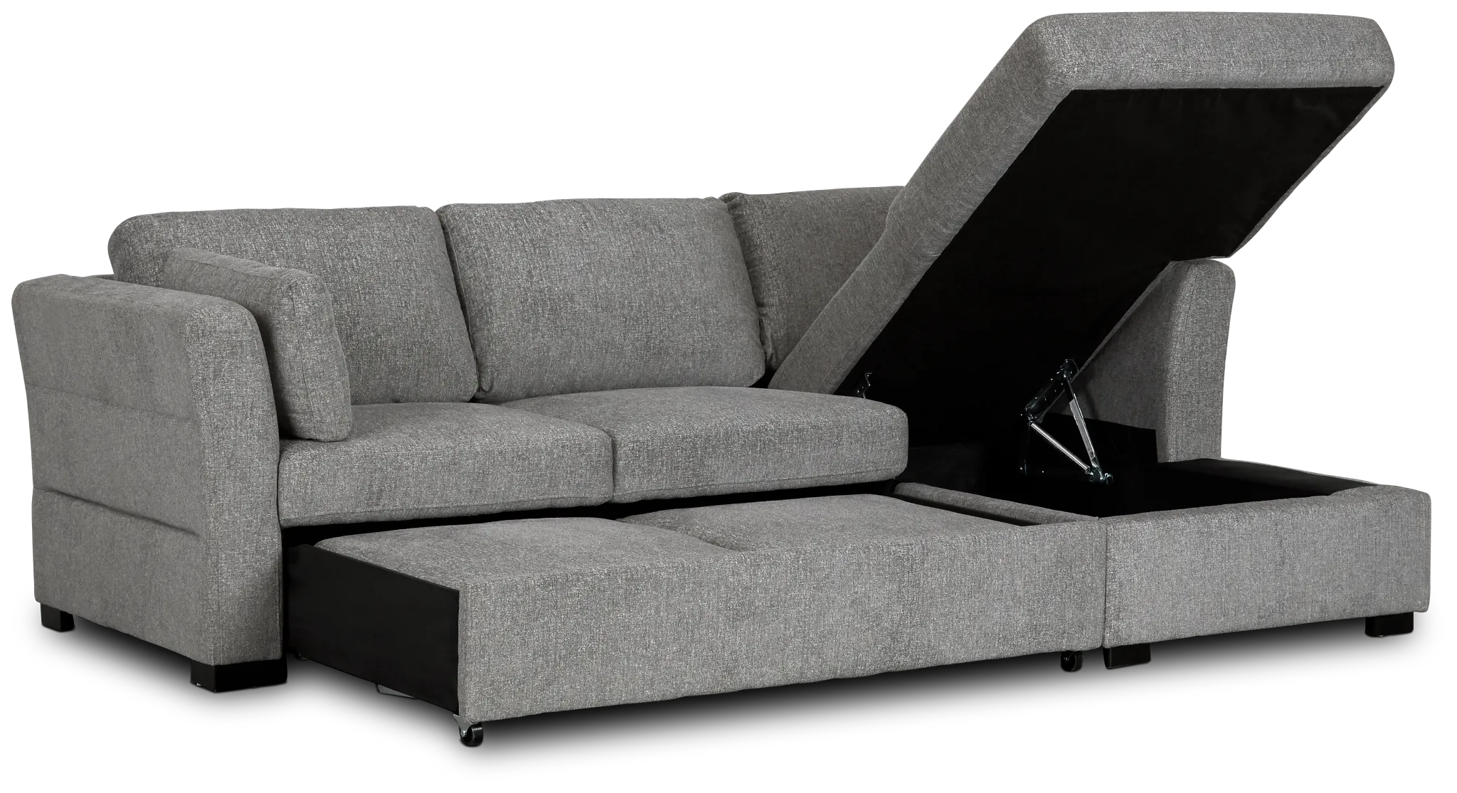 Amber Dark Gray Fabric Small Right Chaise Storage Sleeper Sectional