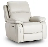 Mason Light Gray Leather Power Glider Recliner With Power Headrest