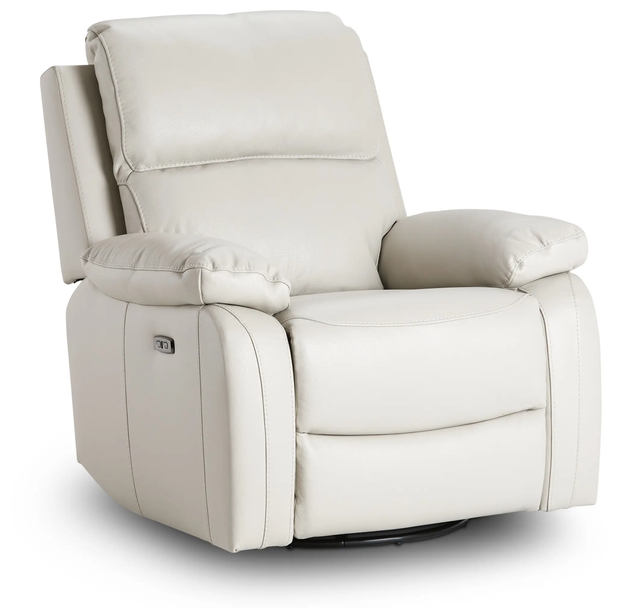 Mason Light Gray Leather Power Glider Recliner With Power Headrest Mason Light Gray Leather Power Glider Recliner With Power Headrest