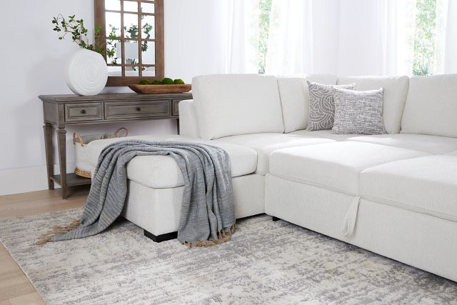 Blakely White Fabric Small Left Bumper Sleeper Sectional