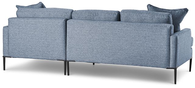 Morgan Blue Fabric Small Right Chaise Sectional W/ Metal Legs