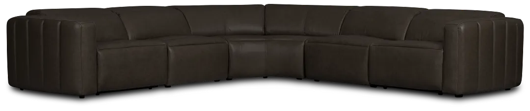 Jace Dark Gray Lthr/vinyl Small Dual Power Reclining Two-arm Sectional