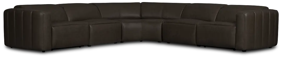Jace Dark Gray Lthr/vinyl Small Dual Power Reclining Two-arm Sectional Jace Dark Gray Lthr/vinyl Small Dual Power Reclining Two-arm Sectional