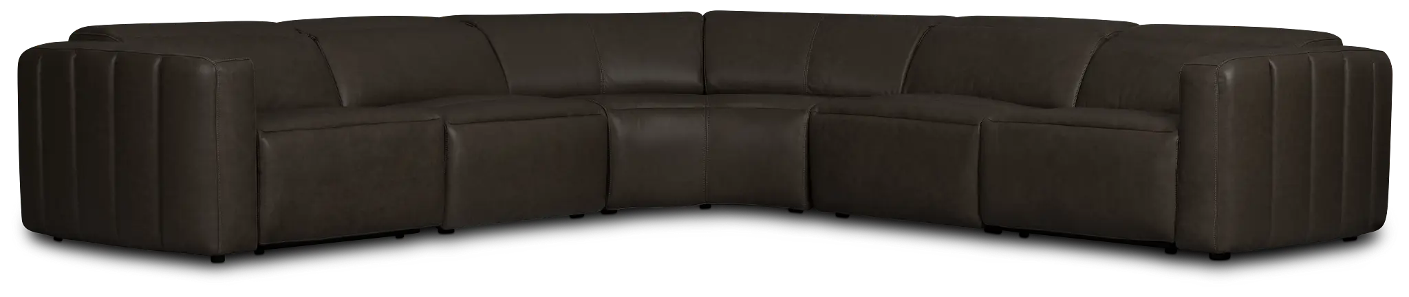 Jace Dark Gray Lthr/vinyl Small Dual Power Reclining Two-arm Sectional Jace Dark Gray Lthr/vinyl Small Dual Power Reclining Two-arm Sectional