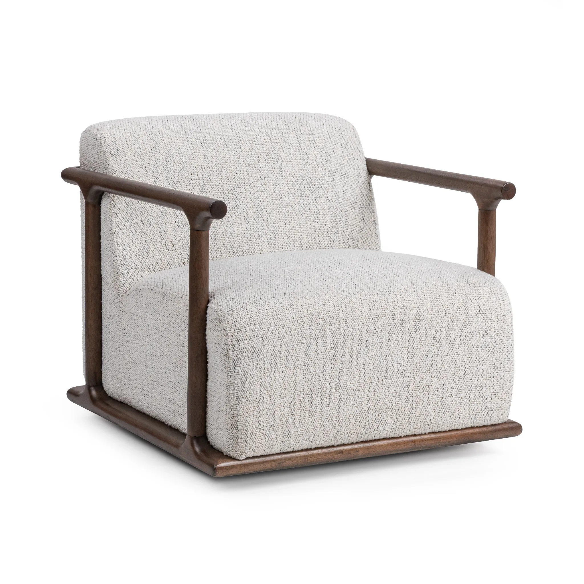 Coal Beige Fabric Swivel Accent Chair
